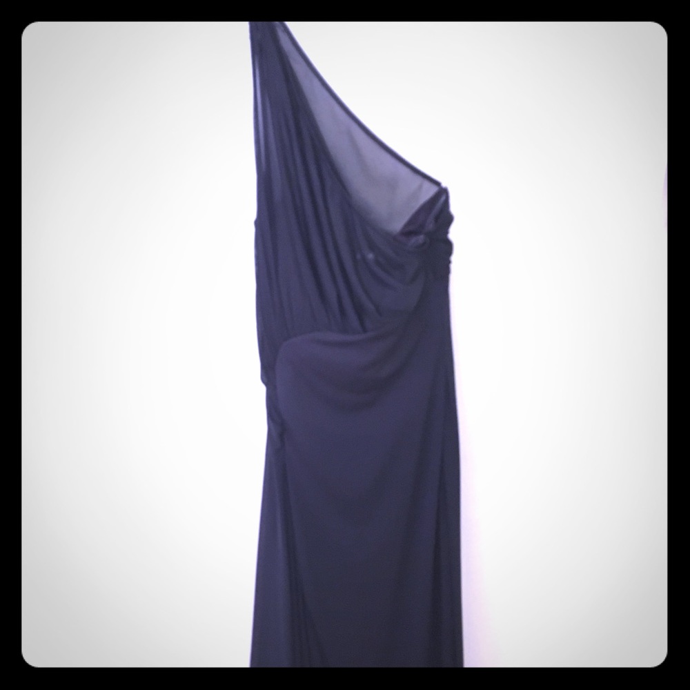 Long Halston One Shoulder Black Gown